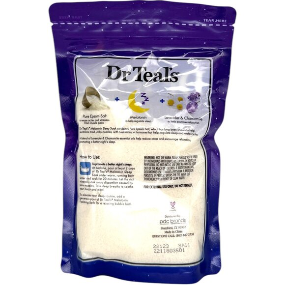 Dr Teal's Epsom Salt Bath Soak Gift Set 3pc Relax Relief Melatonin & Elderberry - Picture 5 of 7
